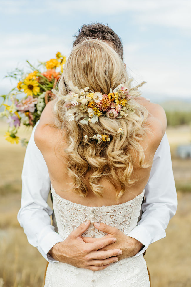 Late September Wedding dried hair flowers