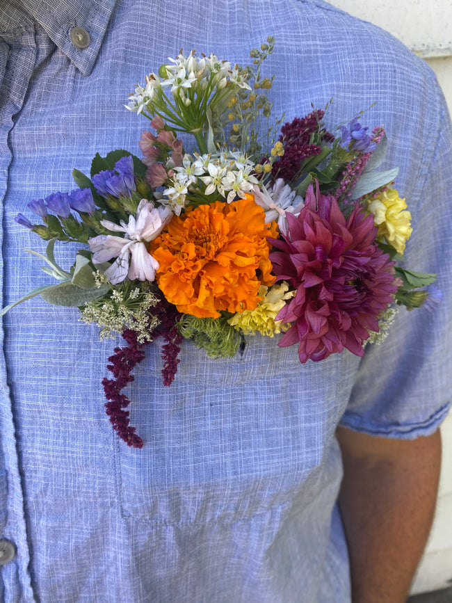 Late August Wedding pocket flowers